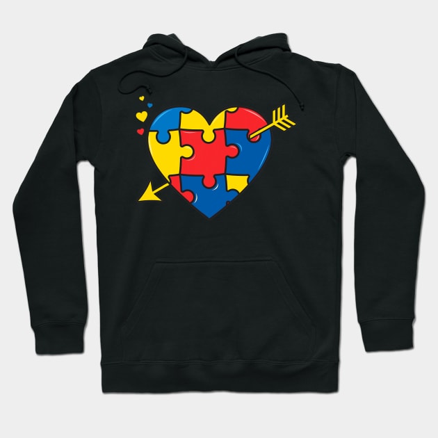 Autism Awareness Heart Valentines Day Puzzle Piece Hoodie by hony.white